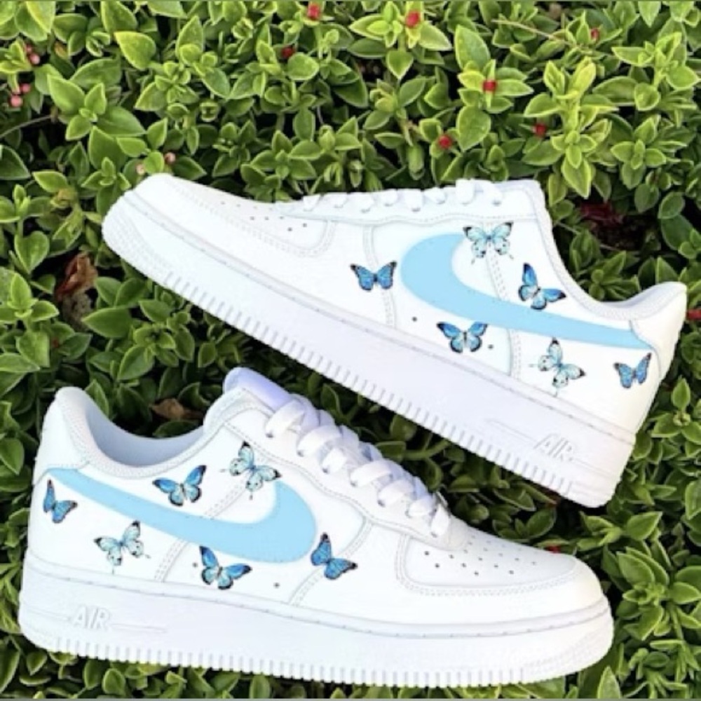 Nike | Custom Drip Blue Butterfly Fantasy 🦋 Air Force 1’s Never Worn Sz 7